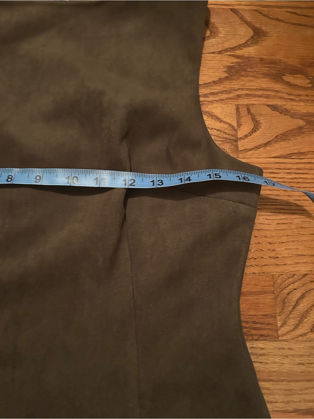 Sofie the Label Women’s Sz M Faux Suede Dark Olive Green A-Line Dress - Picture 5 of 11